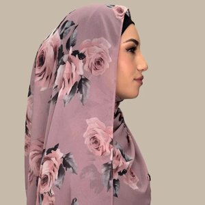 Pañuelo Tradicional de Chifón para Mujeres Musulmanas, Nuevo Estampado de Rosas para Uso Diario - Product Image 2