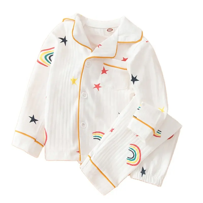 All'ingrosso pigiama Cardigan a manica lunga stampato in cotone abbigliamento per bambini e bambine