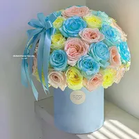 Vente en gros Boîte à fleurs seau à deux câlins Arrangement floral d'art floral Fleurs fraîches Ensemble peau mate pour boutique de fleurs