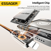 ESSAGER ES-X88 Cable de Carga Rápida USB Tipo C a Tipo C con Pantalla Digital 2 en 1, Trenzado, 5A PD 100W, para Laptop, Teléfono, iPhone