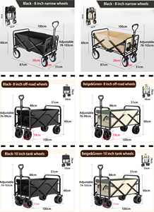 All-Terrain Camping Utility <strong>Cart</strong> Adjustable Handle Heavy-Duty Folding Wagons for <strong>Beach</strong> Garden Grocery Outdoor Adventures - Product Image 5