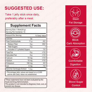 Estratto di Garcinia Cambogia 1200mg Synkonda, Strisce di Gelatina per Adulti, Soppressore dell'Appetito, Stimola il Metabolismo, Controlla i Desideri, 10 Stick - Product Image 2