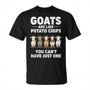 Las cabras son como las patatas fritas, no puedes tener solo una camiseta, camiseta unisex para adultos, manga corta, cuello redondo, impresión digital - Product Image 2