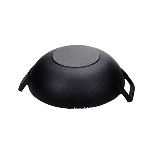 Wok de hierro fundido con base plana, engrosado y sin recubrimiento para cocinar en estufa - Product Image 2