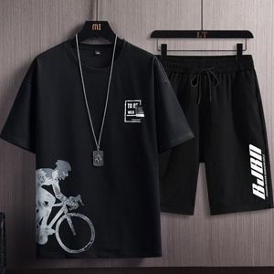 Completo <span class=keywords><strong>Estivo</strong></span> Leggero Stampato in Fibra di Bambù 100% con Pantaloncini e Maglietta a Maniche Corte, Set di <span class=keywords><strong>Abbigliamento</strong></span> Maschile Alla Moda, Outfit Sportivo <span class=keywords><strong>Casual</strong></span> Elegante - Product Image 4