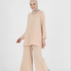 Zifeng OEM Vetements Islamiques Arab, Новое Стильное женское однотонное мусульманское платье из двух частей