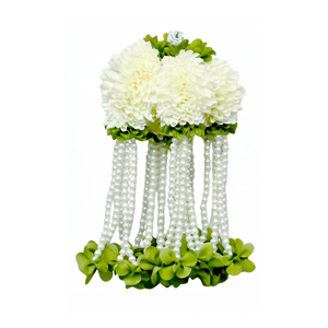 Guirlande florale artificielle blanche avec perles suspendues, collier décoratif pour mariage, festival, temple, décoration d'événements - Product Image 1