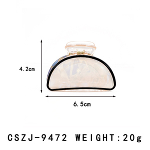 مشبك شعر YIYI عالي الجودة بتصميم شخصي، نصف دائري بحافة سوداء من البلاستيك PVC مقاس 6.5 سم، مشابك شعر بسيطة وأنيقة من حمض الخليك - Product Image 2