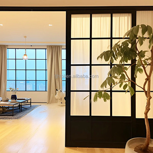 Liga de alumínio Modern Indoor Vidro Hardware para Sala Quadro Porta Deslizante Soundproof Impermeável Minimalista Supermercado