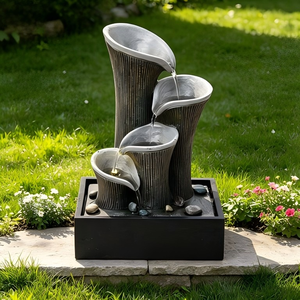 <span class=keywords><strong>Fontaine</strong></span> d'eau en résine à quatre niveaux en forme <span class=keywords><strong>de</strong></span> <span class=keywords><strong>lys</strong></span> calla avec lumière LED pour <span class=keywords><strong>la</strong></span> décoration intérieure et extérieure - Product Image 4
