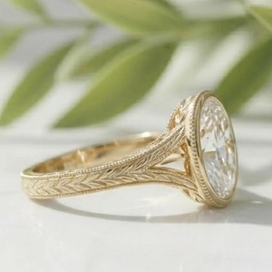 טבעת יהלום מעבדה 18 קראט 14 קראט 10 קראט זהב מלא מוסמך IGI CVD HPHT VVS טבעת אירוסין נישואין נשים גברים חיתוך אובלי קלאסי - Product Image 2