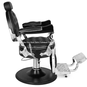검정과 은색 고급 뷰티 살롱 장비 골동품 복고풍 유럽식 이발사 의자 올드 스타일 디럭스 의자