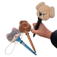 Stylo à bille en plastique rebondissant avec des jouets en peluche à thème animal mignon, encre noire 1,0 mm, stylo logo pour fournitures scolaires et cadeaux de fête