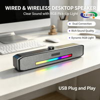 Altavoz Multimedia USB Luminoso de Modo Dual con Cable y Bluetooth 5.0 B02 para PC, Portátil, Computadora de Escritorio Todo en Uno, Mini Barra de Sonido