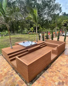 Solid Outdoor vendita calda legno plastica composito pavimentazione WPC Decking anti-uv impermeabile Deck impiallacciatura di legno per piscine