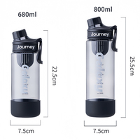 Bouteilles d'eau de sport de plein air portables personnalisées de 680/800 ml, résistantes aux chocs, pour la salle de sport, la remise en forme, en plastique PC avec filtre
