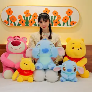 Boneka mewah terisi biru Pink Lilo & Stitch gaya baru boneka Berry jerami lucu beruang wangi kartun duduk Winny tempat tidur Plushi