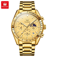 Montre-bracelet analogique multifonction chronographe de sport de luxe Olves 3618 en acier inoxydable avec bracelet de 20 mm pour hommes