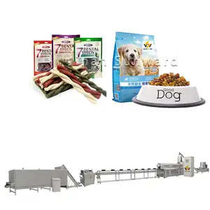 Máquina de fazer chiclete para cães e gatos, linha de processamento de biscoitos para animais de estimação, 200 kg/h, preço de fábrica