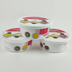 Envase redondo de PP para salsa con tapa de 98 mm, impresión digital, tazón para almacenamiento de alimentos para salsas - Product Image 1
