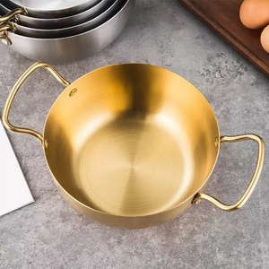 Olla para Ramen de Acero Inoxidable, Diseño Coreano, con Dos Asas Doradas, Apta para Lavavajillas, Gran Capacidad, para Restaurante y Uso Doméstico - Product Image 4