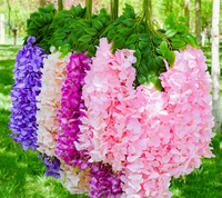 110cm Künstliche Glyzinien Hängeblumen 3 Zweige Seidenblumenranke Weiße Wand- und Deckendekoration