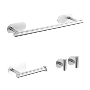 Ensemble de porte-serviettes en nickel brossé moderne pour hôtel et appartement, salle de bain, montage mural sans perçage, rangement avec porte-mouchoirs et crochets - Product Image 2