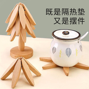 Sous-verres isolants en bois en forme d'arbre, décorations de table en bois naturel - Product Image 4