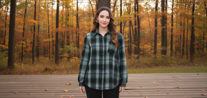 Camisa de Franela a Cuadros para Mujer, con Botones, Manga Larga, Corte Regular, Informal, para Otoño, con Bolsillos - Product Image 2