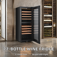 Cave à vin électrique avec étagères en bois, homologuée CE/CSA, pour la maison, l'hôtel, le bureau, le club, VI85DT, 77 bouteilles