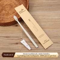 Kit de toilette jetable pratique et portable pour hôtel, sept pièces, en paille, emballé dans du papier kraft, origine Chine, OEM/ODM
