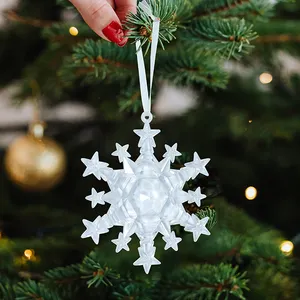 新款高品质专业透明亚克力圣诞树悬挂装饰雪花装饰品