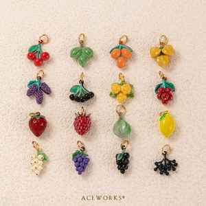 แกลเลอรีสวนผลไม้ขนาดเล็ก |   จี้ผลไม้เคลือบทอง 18K ทำจากทองเหลือง ทาสีด้วยมือ สำหรับทำเครื่องประดับ |   จี้รูปองุ่นสตรอว์เบอร์รีเลมอน - Product Image 3