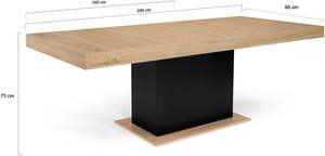 IDMarket-Eden <span class=keywords><strong>Table</strong></span> à manger <span class=keywords><strong>rectangulaire</strong></span> extensible moderne pour <span class=keywords><strong>2</strong></span> <span class=keywords><strong>personnes</strong></span> Plateau en bambou et bois massif noir 160-200 cm - Product Image 3