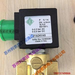 Válvula Solenoide de 2 Posiciones y 2 Vías Ode 21A2KV45 1/2 Pulgada Normalmente Cerrada, Fabricada en Italia - Product Image 1