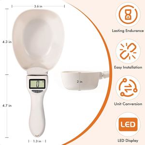 เครื่องชั่งอาหารสัตว์เลี้ยง LCD เครื่องชั่งน้ำหนักอิเล็กทรอนิกส์ ช้อนตวงอาหารสุนัขและแมว แบบพกพา วัสดุ PP เครื่องชั่งในครัว - Product Image 2