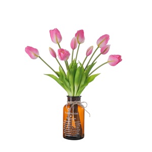 ดอกทิวลิปประดิษฐ์ CallaFloral ทำจากซิลิโคนเนื้อนุ่ม ช่อดอกไม้ 5 หัว สำหรับตกแต่งบ้าน งานแต่งงาน สีชมพู ขาว แดง เหลือง ส้ม - Product Image 5