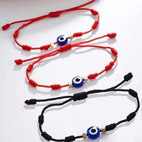 Bán Buôn Điều Chỉnh 7 Knots Evil Eye Bracelet Dây Đen Handmade Braided Rope Tay Chuỗi Dân Tộc Phong Cách Bangle Vòng Tay
