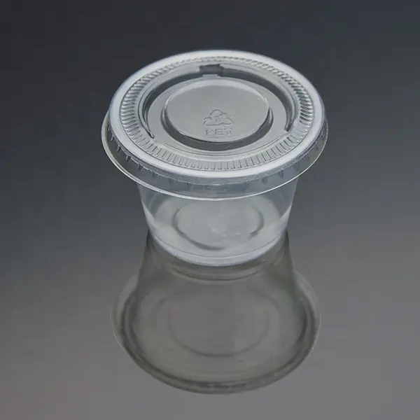 להתאמה אישית לוגו מזון Packaking מנות מיכל מזון כיתה בטוח פלסטיק תבלין Shot קינוח הלבשה רטבים כוס