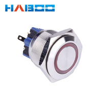 Interrupteur à bouton-poussoir en métal étanche HABOO 25 mm avec lumière LED, interrupteur momentané pour moteur de voiture, 3/6/12/24/220 V, argent, 1NO1NC