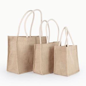 Sac fourre-tout avec intérieur laminé et fermeture éclair, sac de marché en jute avec poignées pour le shopping et la plage, grand format - Product Image 3
