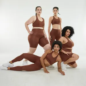 MIQI New Arrival Gym Fitness Sets Plus Size Oem High Waist Butt Lift Plus Size Yoga Sets Women Active Wear