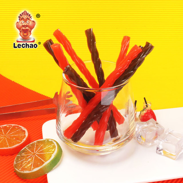 Factory OEM Red Black Licorice Candy Twists Fruity Flavored Assorted Colorful Sticks Soft and Chewy Sweet Candy Snacks