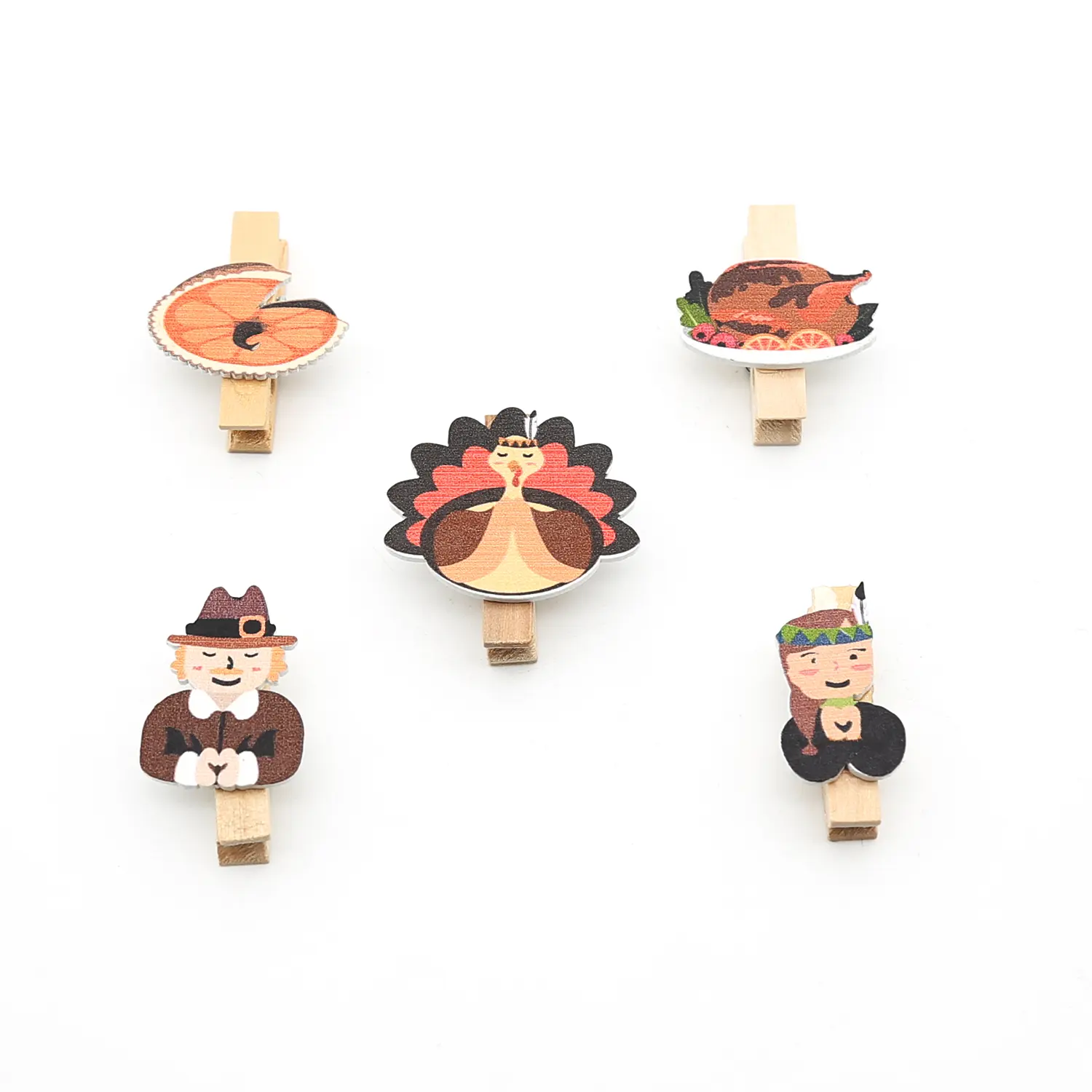 3.5cm Thanksgiving Design Decorative Art Projects and DIY Crafts Wooden Clothes Pegs Gift Clips