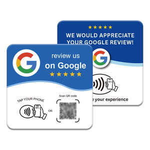 Tarjeta de Menú NFC 213 Programable de 13.56MHz con Código QR, Placa NFC de PVC para Mesa Cuadrada con Reseña de Google - Product Image 1
