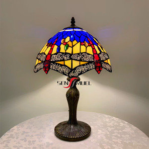 Sensmuel Factory Direct Stained <strong>Glass</strong> Style Hand Soldering Process Dragonfly <strong>Table</strong> Lamp LED Color <strong>Glass</strong> Decorative <strong>Light</strong> - Product Image 2