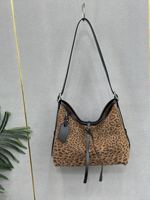 Sac à bandoulière pour femme, grand format, tendance, motif léopard rétro, personnalisé, marron, sac fourre-tout