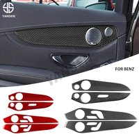 Autocollant de couverture de panneau de porte intérieur en Fiber de carbone véritable garnitures de protection accessoires automobiles pour Mercedes Benz W205 GLC W205 C200 C300