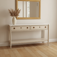 Console en chêne massif de style néoclassique français, avec étagère ouverte, pour hôtels et salles à manger