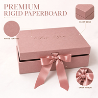 Boîte cadeau en papier à couvercle rabattable avec nœud en ruban de satin, logo personnalisé, emballage rigide pour mariage, cosmétiques, bijoux, cadeaux